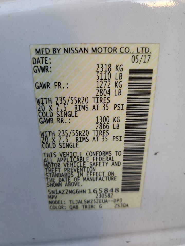 2017 Nissan Murano S VIN: 5N1AZ2MG6HN165848 Lot: 91583535