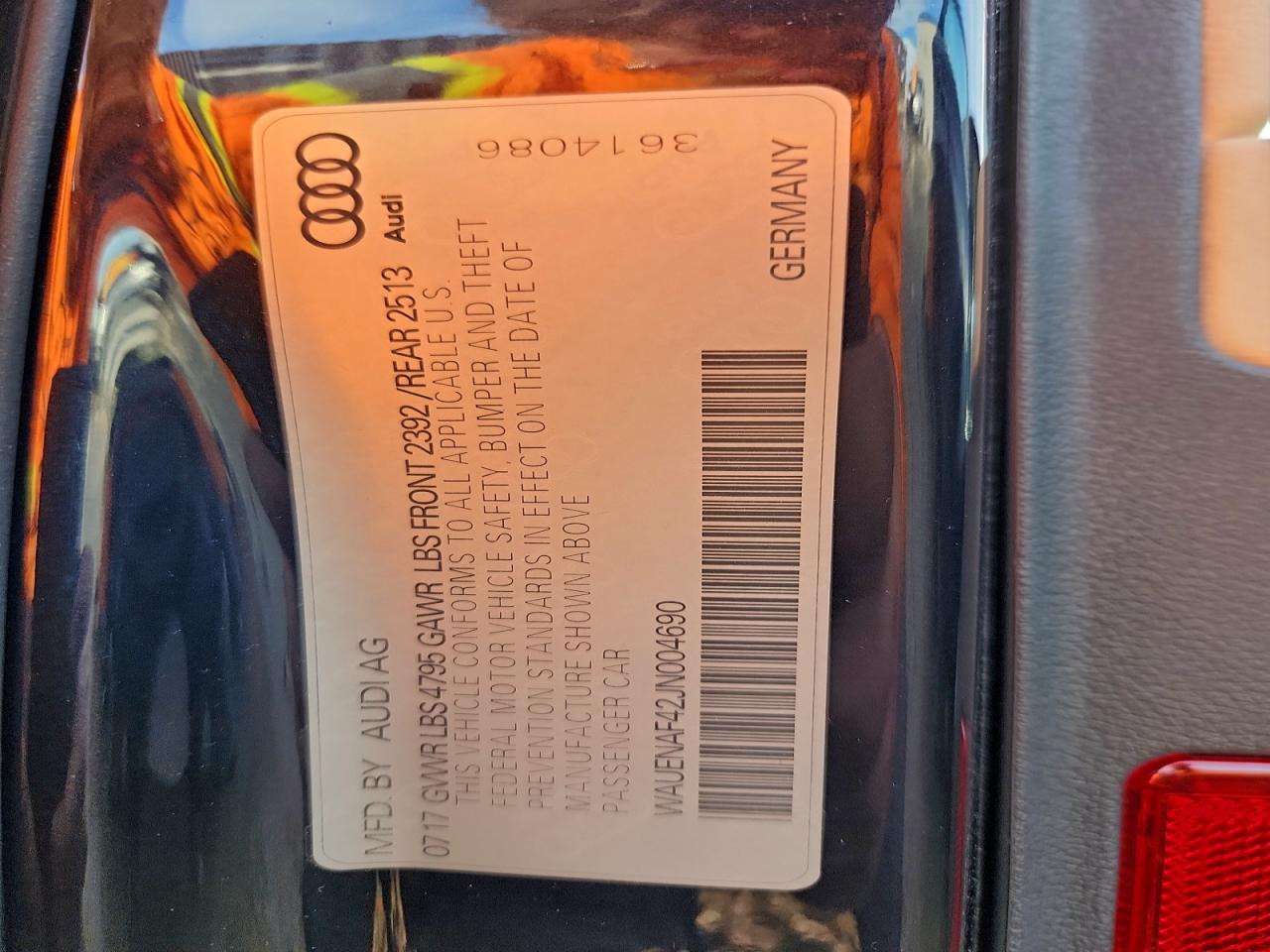 2018 Audi A4 Premium Plus VIN: WAUENAF42JN004690 Lot: 93914095