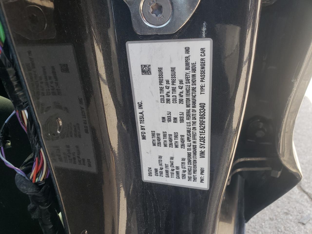 2024 Tesla Model 3 VIN: 5YJ3E1EA2RF863340 Lot: 90084075