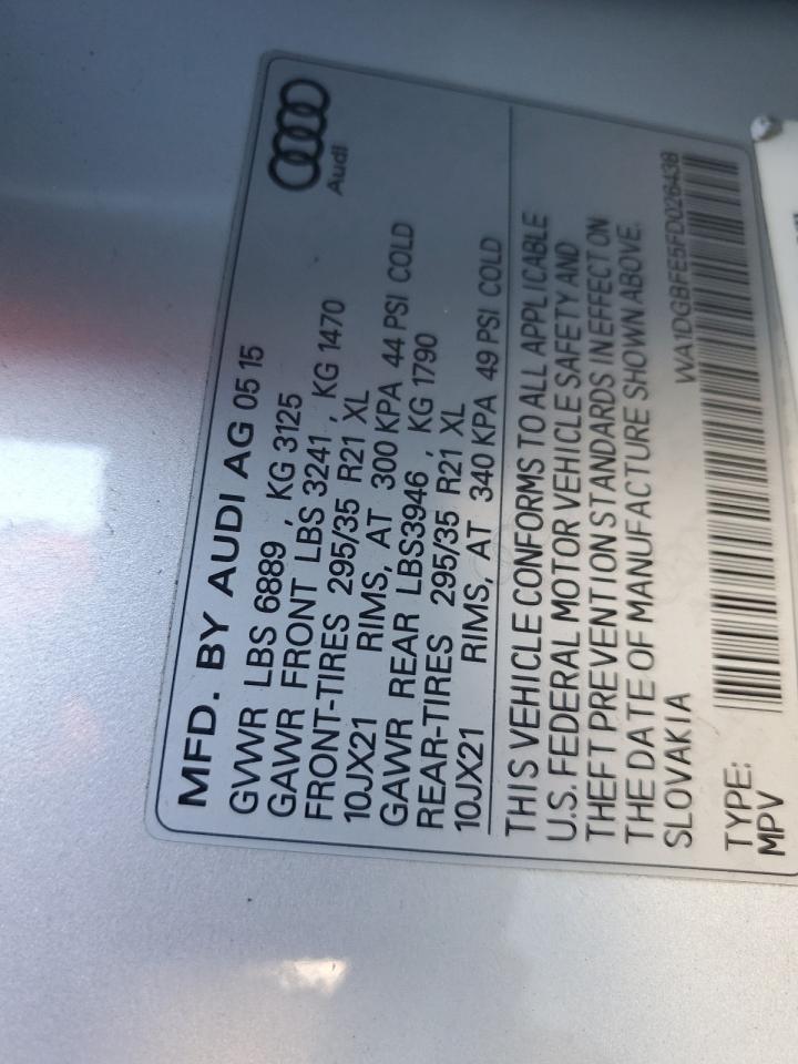 2015 Audi Q7 Prestige VIN: WA1DGBFE5FD026438 Lot: 92165645