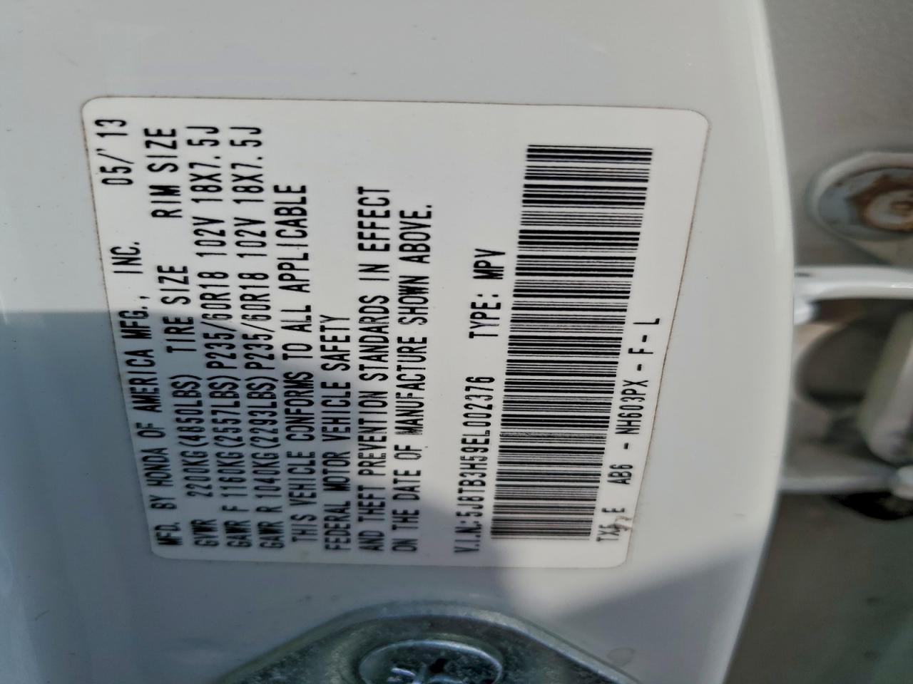 2014 Acura Rdx Technology VIN: 5J8TB3H59EL002376 Lot: 93924455