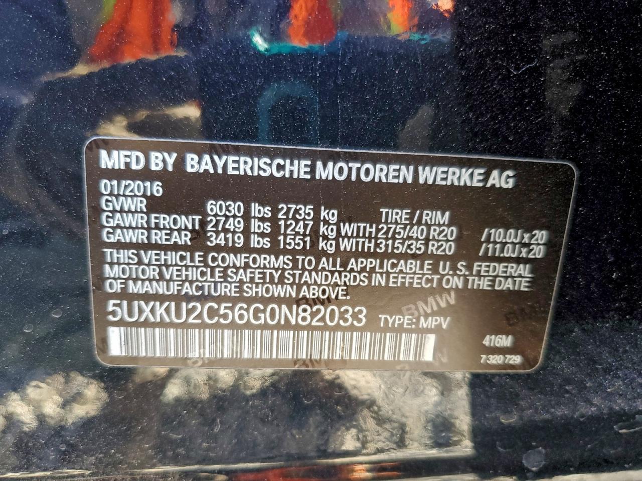 2016 BMW X6 xDrive35I VIN: 5UXKU2C56G0N82033 Lot: 94376945