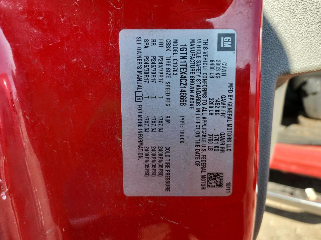 2012 GMC Sierra C1500 VIN: 1GTN1TEX4CZ146668 Lot: 92722745