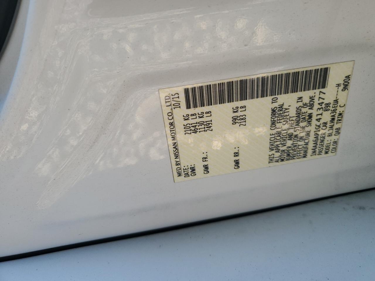 2016 Nissan Maxima 3.5S VIN: 1N4AA6AP1GC413477 Lot: 85208125