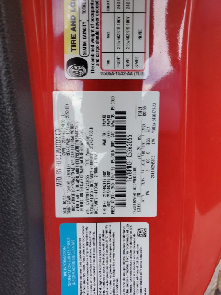 2012 Ford Mustang Gt VIN: 1ZVBP8CF1C5263055 Lot: 92121635