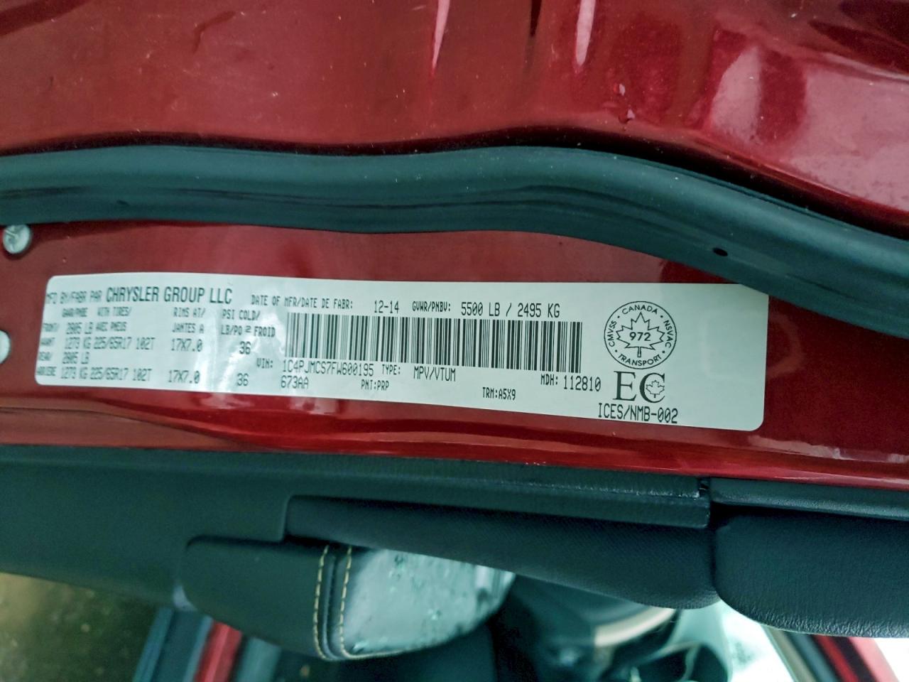 2015 Jeep Cherokee Latitude VIN: 1C4PJMCS7FW600195 Lot: 94450315