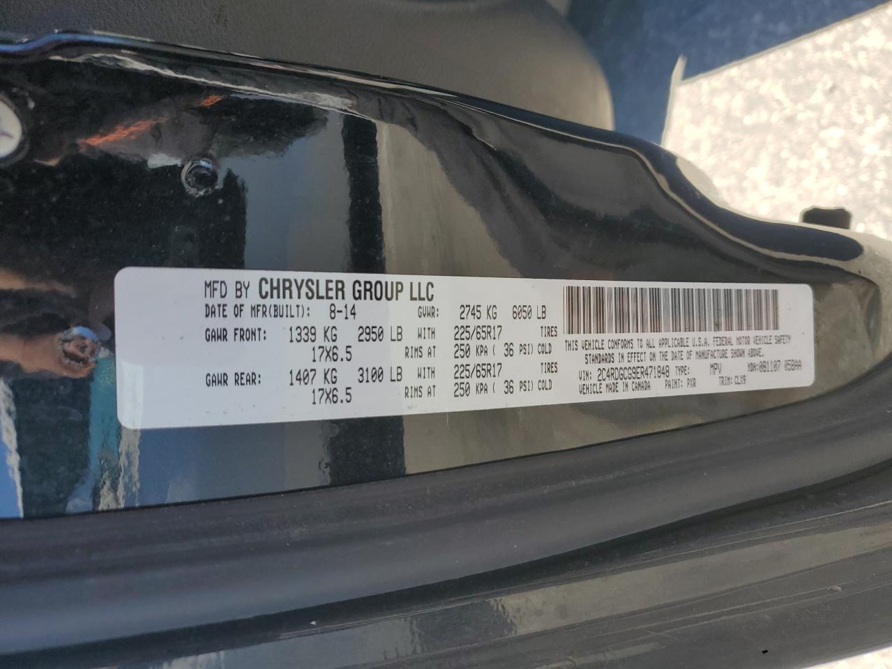 2014 Dodge Grand Caravan Sxt VIN: 2C4RDGCG9ER471848 Lot: 91899665