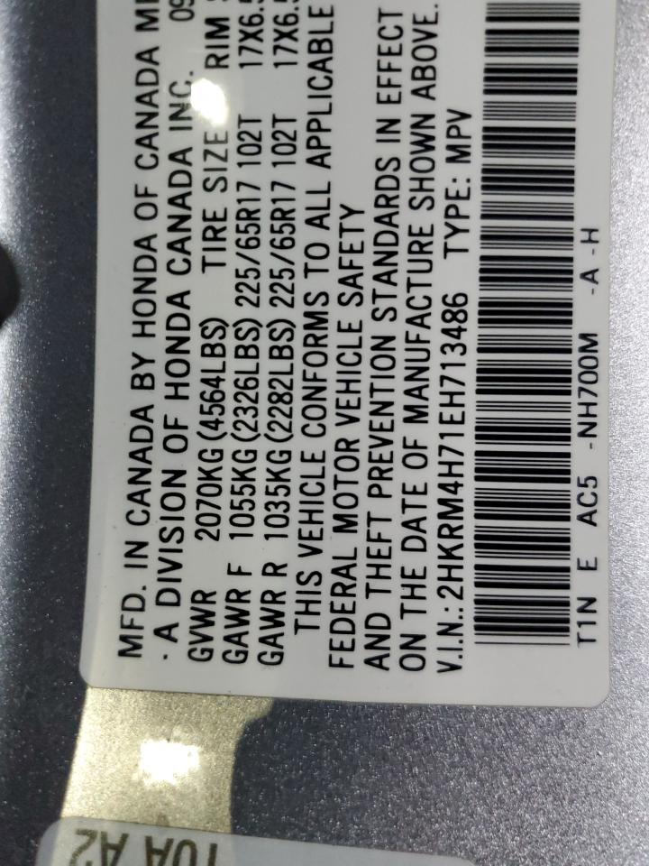 2014 Honda Cr-V Exl VIN: 2HKRM4H71EH713486 Lot: 91945625