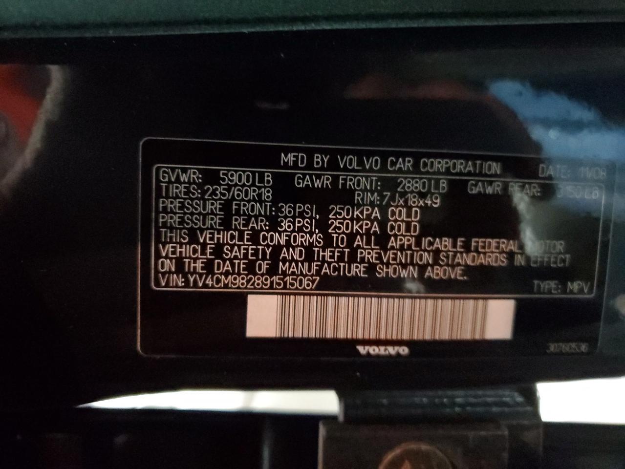 2009 Volvo Xc90 3.2 VIN: YV4CM982891515067 Lot: 92076195