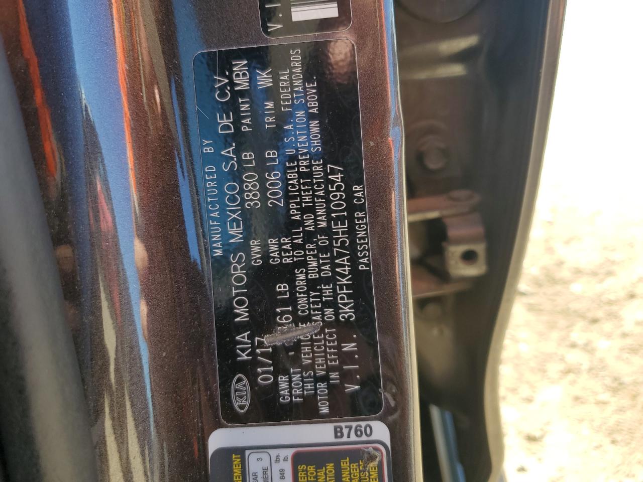 2017 Kia Forte Lx VIN: 3KPFK4A75HE109547 Lot: 92199575