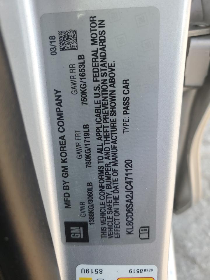 2018 Chevrolet Spark 1Lt VIN: KL8CD6SA2JC471120 Lot: 93151615