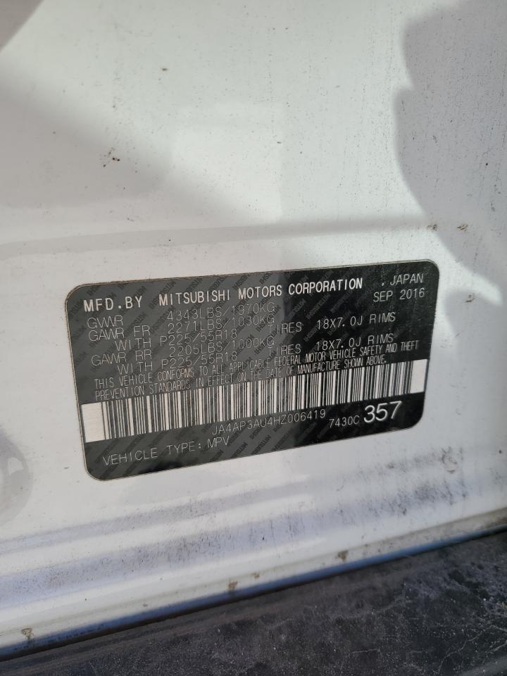 2017 Mitsubishi Outlander Sport Es VIN: JA4AP3AU4HZ006419 Lot: 89462155