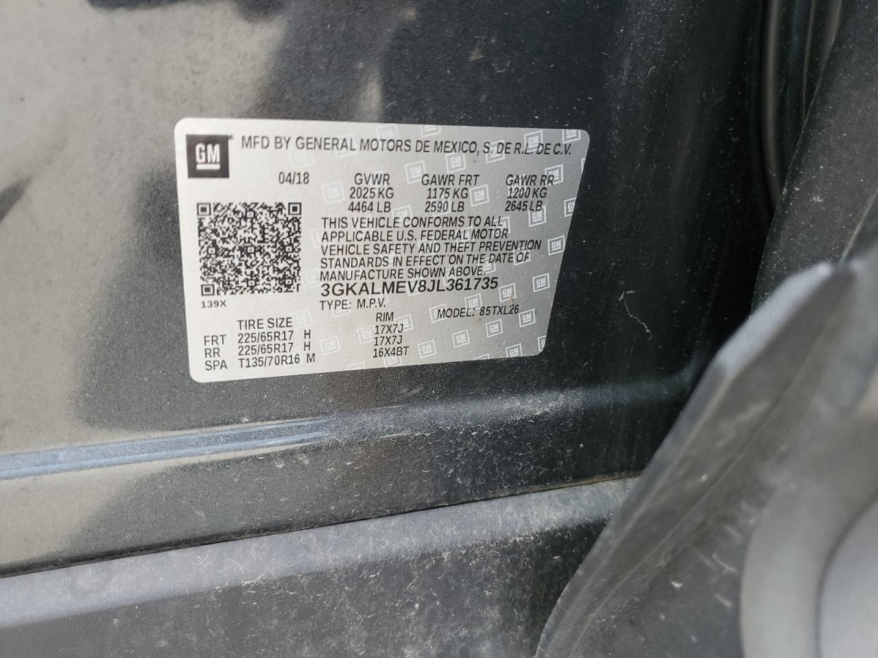 2018 GMC Terrain Sle VIN: 3GKALMEV8JL361735 Lot: 90902505