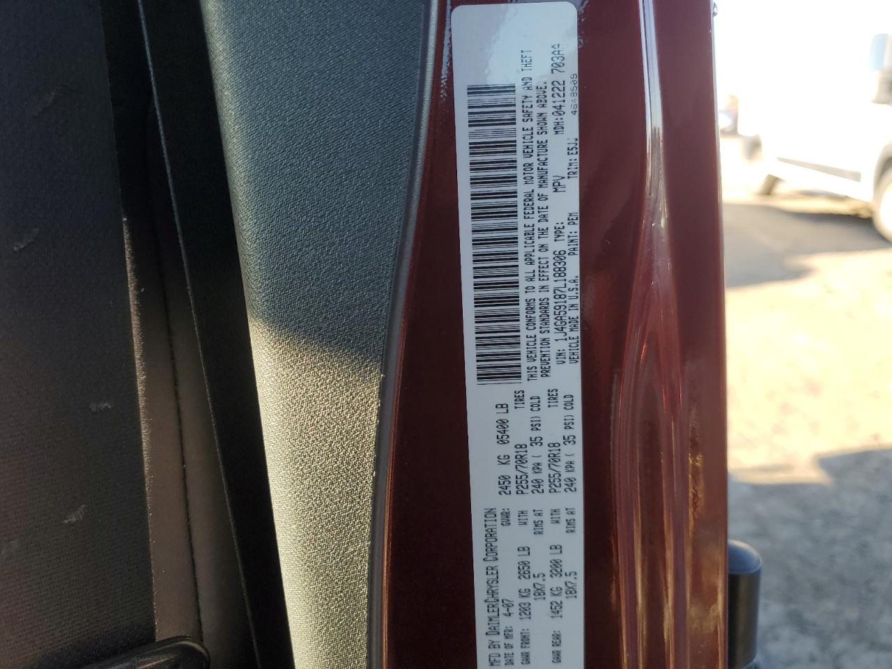 2007 Jeep Wrangler Sahara VIN: 1J4GA59187L188306 Lot: 91828915