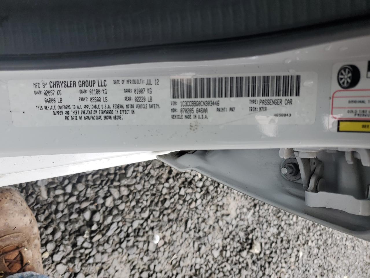 2012 Chrysler 200 Touring VIN: 1C3CCBBG0CN303446 Lot: 91699705