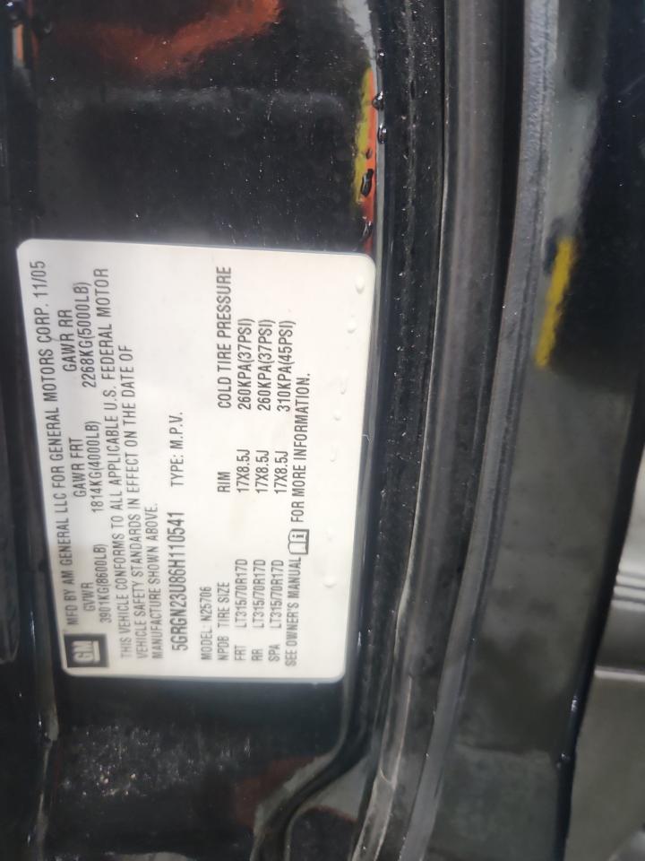 2006 Hummer H2 VIN: 5GRGN23U86H110541 Lot: 93491475