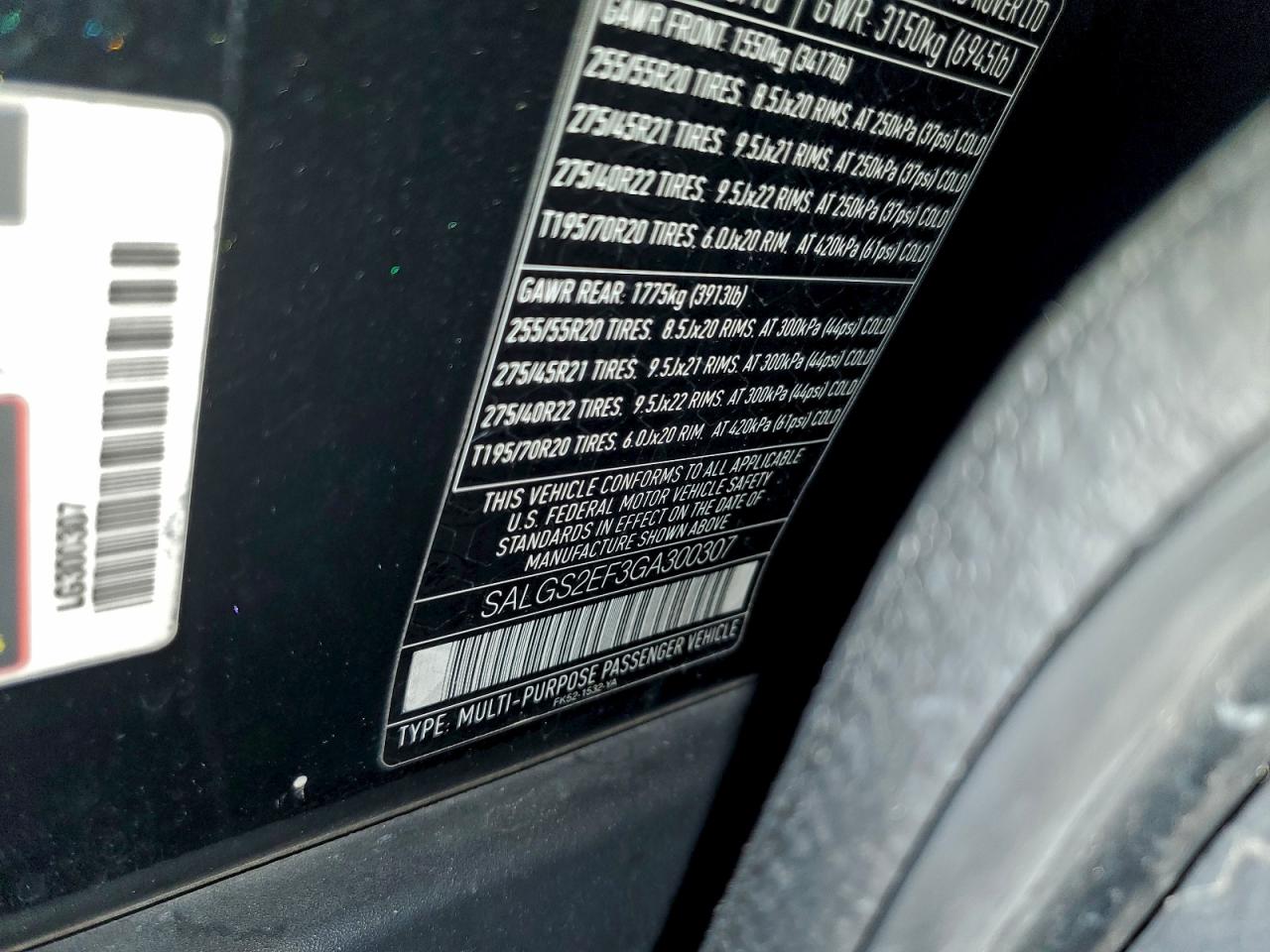 2016 Land Rover Range Rover Supercharged VIN: SALGS2EF3GA300307 Lot: 85439345