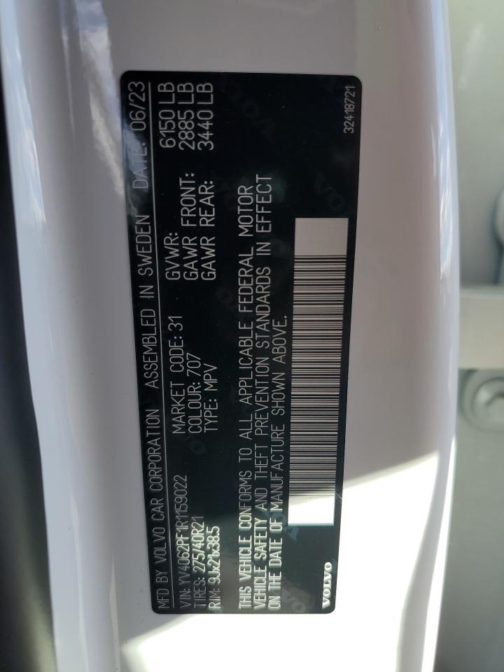 2024 Volvo Xc90 Ultimate VIN: YV4062PF1R1159022 Lot: 91887085