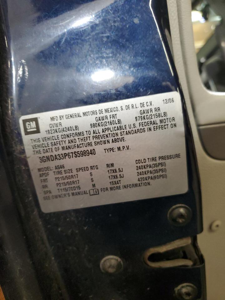 2007 Chevrolet Hhr Lt VIN: 3GNDA33P67S598940 Lot: 92807045