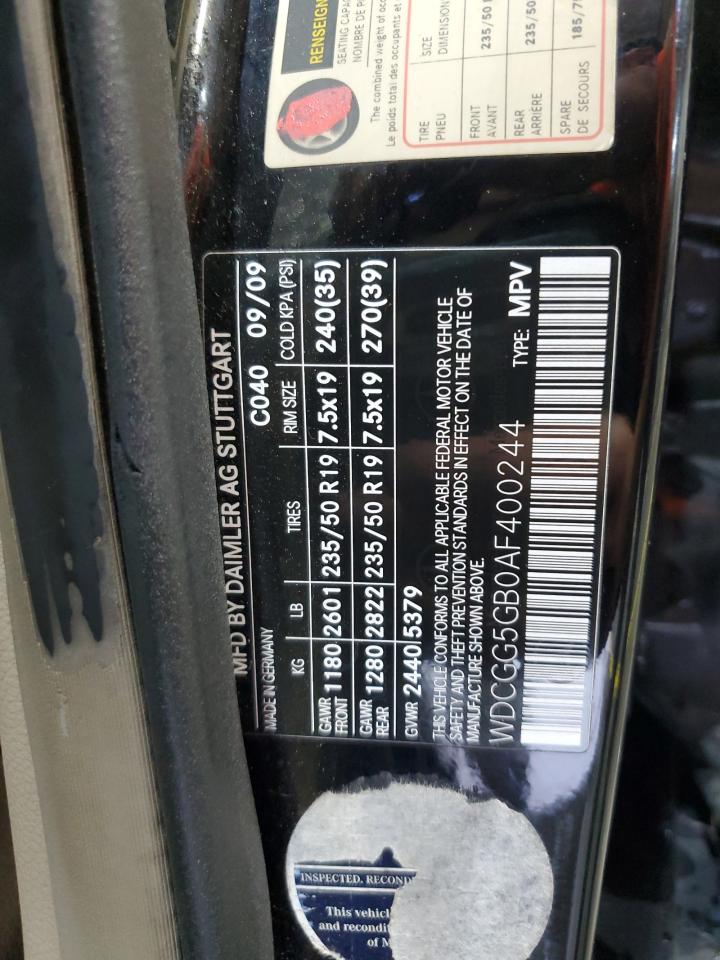 2010 Mercedes-Benz Glk 350 VIN: WDCGG5GB0AF400244 Lot: 93761045