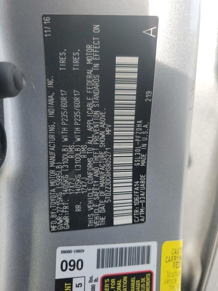 2017 Toyota Sienna VIN: 5TDZZ3DC6HS805271 Lot: 92836905