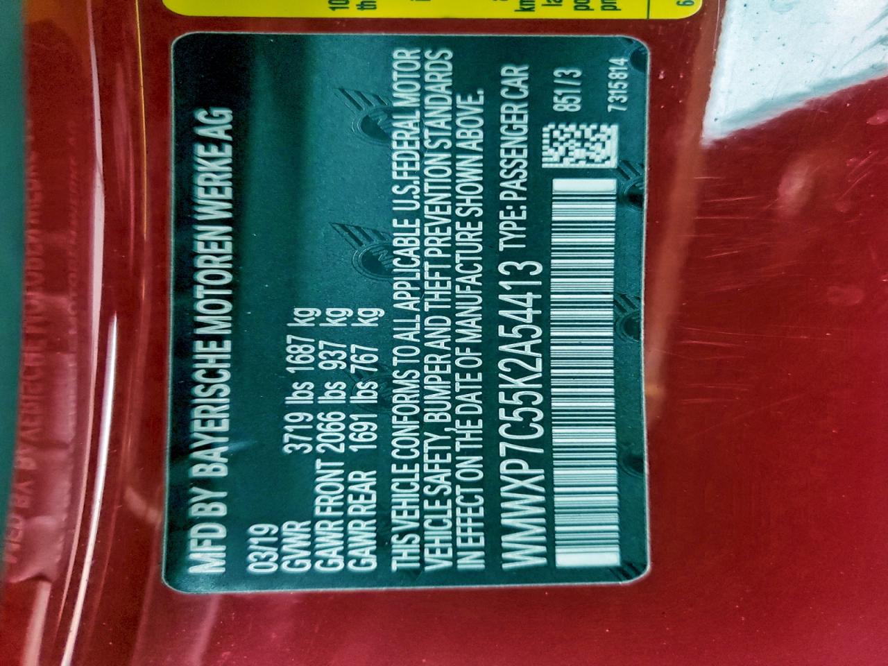 2019 Mini Cooper S VIN: WMWXP7C55K2A54413 Lot: 94159225