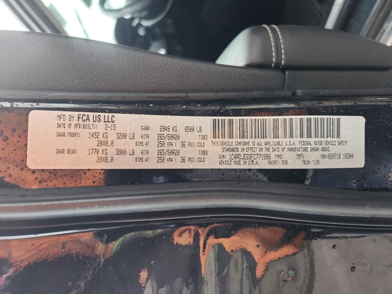 2015 Dodge Durango Citadel VIN: 1C4RDJEG3FC771986 Lot: 92919445