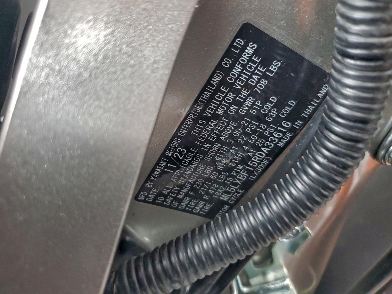 2024 Kawasaki Klx300 F VIN: ML5LXBF15RDA33616 Lot: 94088535