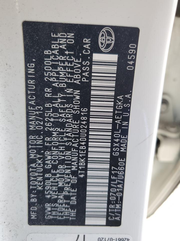 2013 Toyota Avalon Base VIN: 4T1BK1EB4DU024816 Lot: 92071775