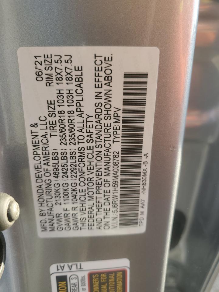 2021 Honda Cr-V Ex VIN: 5J6RW1H59MA008782 Lot: 91822585