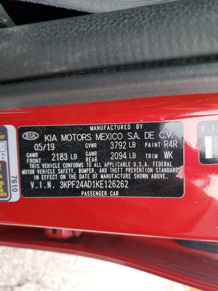 2019 Kia Forte Fe VIN: 3KPF24AD1KE126262 Lot: 90753685