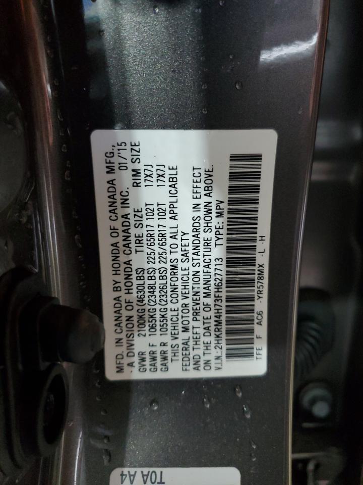 2015 Honda Cr-V Exl VIN: 2HKRM4H73FH627713 Lot: 92437115