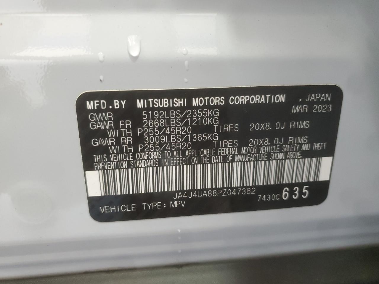 2023 Mitsubishi Outlander Se VIN: JA4J4UA88PZ047362 Lot: 92904645