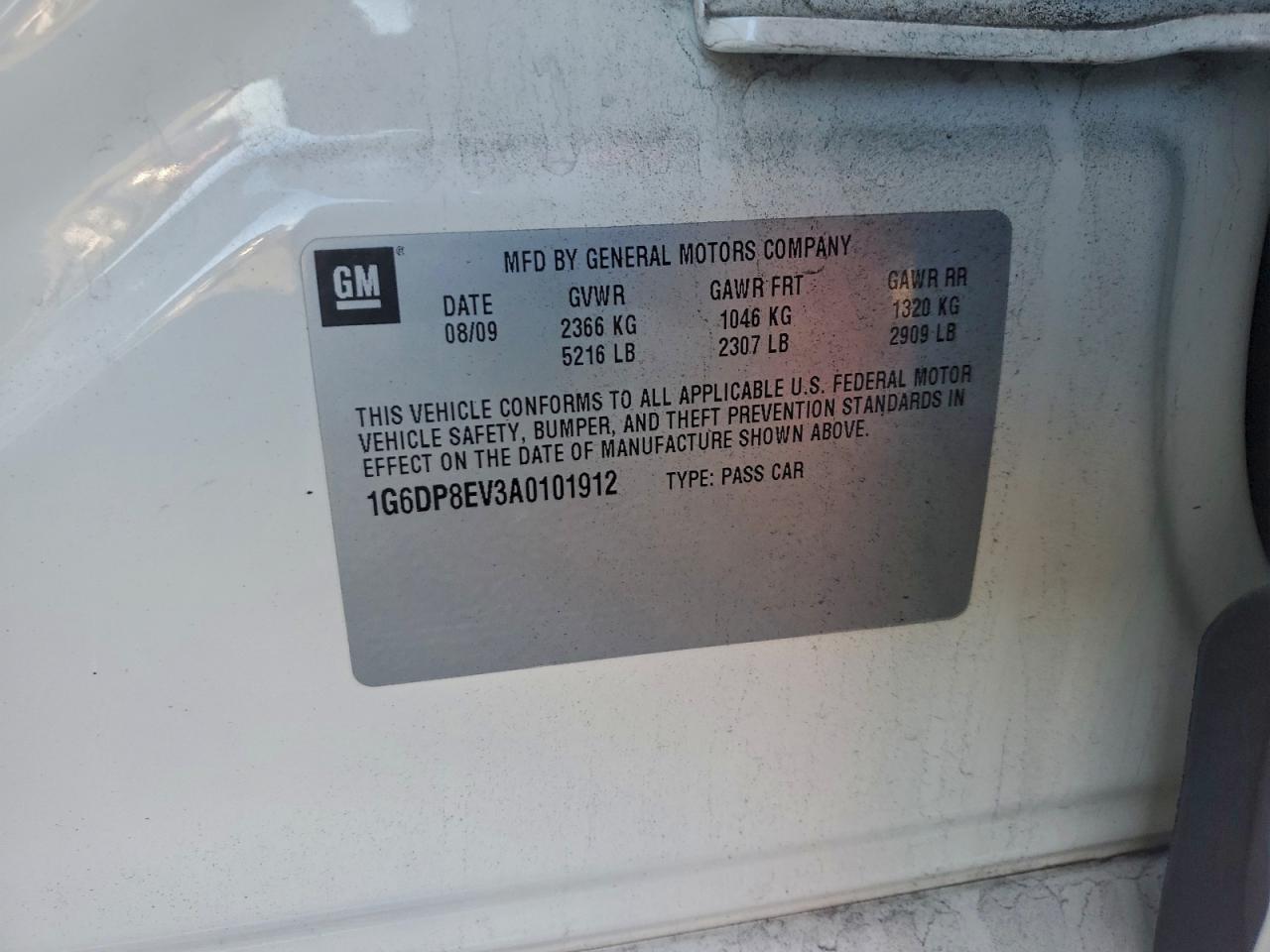 2010 Cadillac Cts Premium Collection VIN: 1G6DP8EV3A0101912 Lot: 94125995