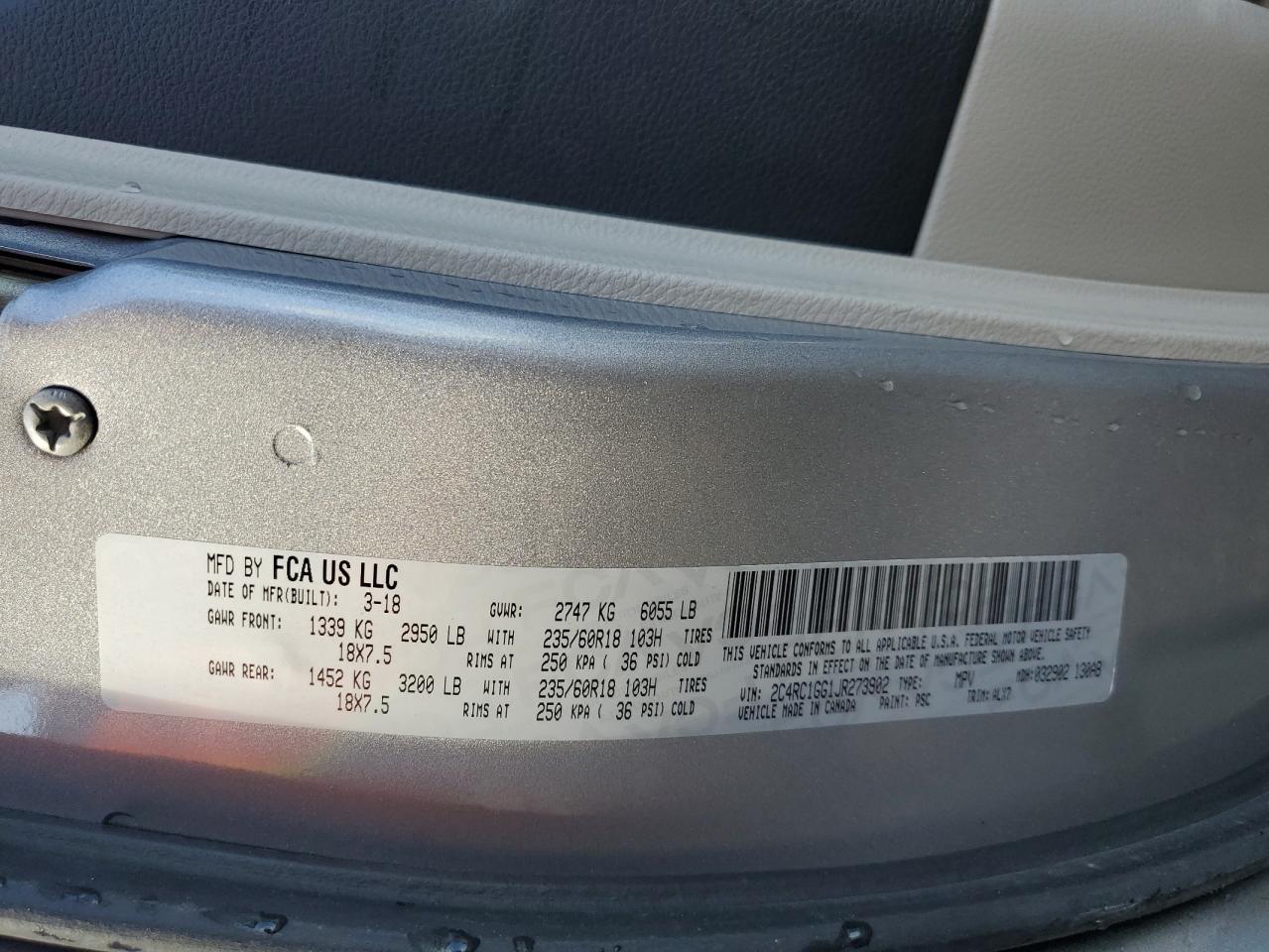 2018 Chrysler Pacifica Limited VIN: 2C4RC1GG1JR273902 Lot: 91849795