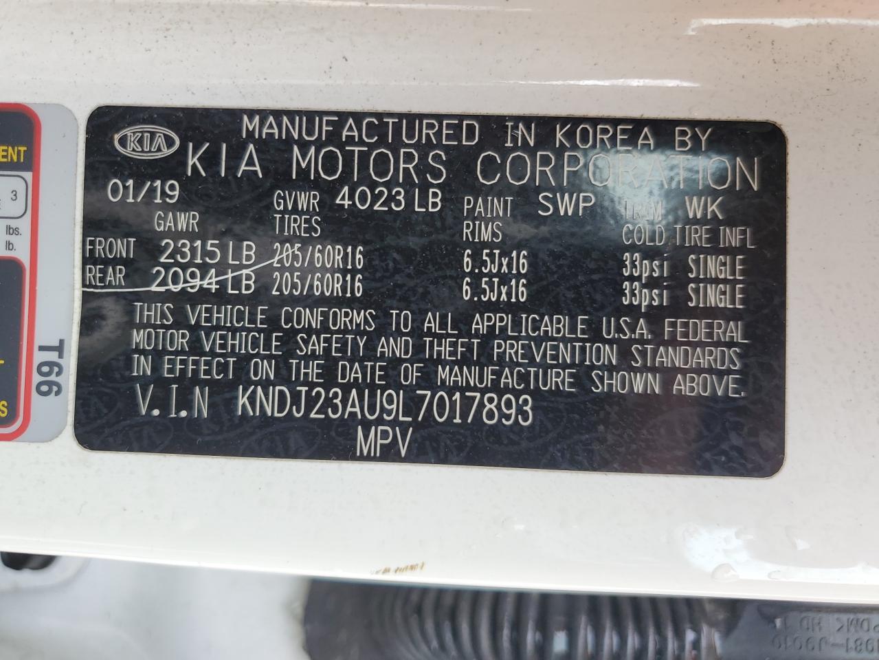 2020 Kia Soul Lx VIN: KNDJ23AU9L7017893 Lot: 92001005