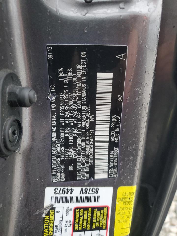 2014 Toyota Sienna Xle VIN: 5TDYK3DC5ES409134 Lot: 90734295