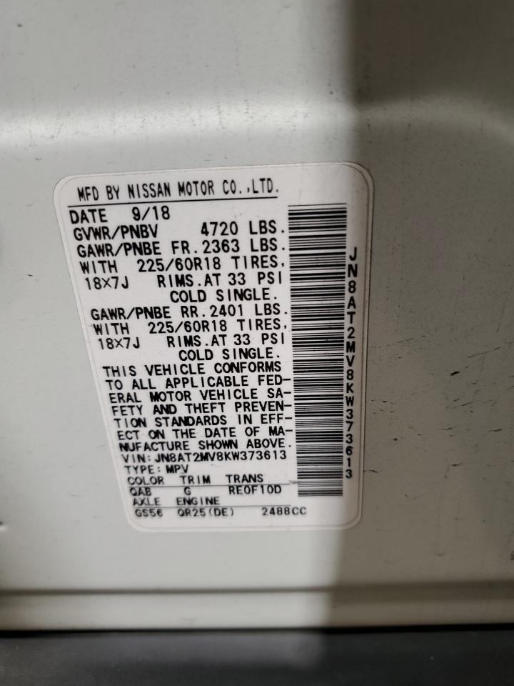 2019 Nissan Rogue S VIN: JN8AT2MV8KW373613 Lot: 91527435