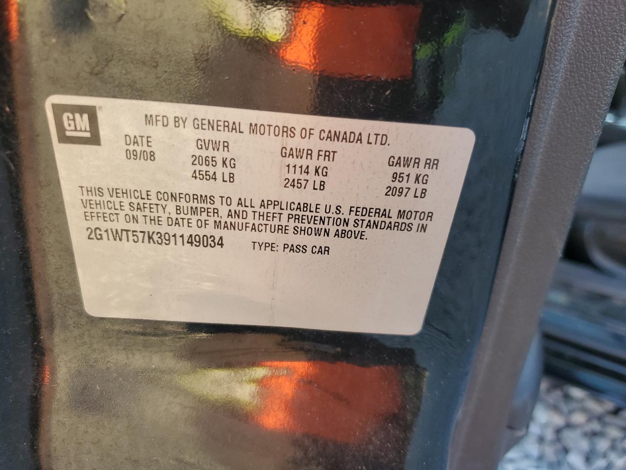 2009 Chevrolet Impala 1Lt VIN: 2G1WT57K391149034 Lot: 93289705