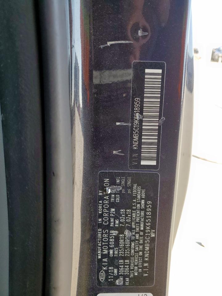 2019 Kia Sedona Lx VIN: KNDMB5C19K6518959 Lot: 91710255