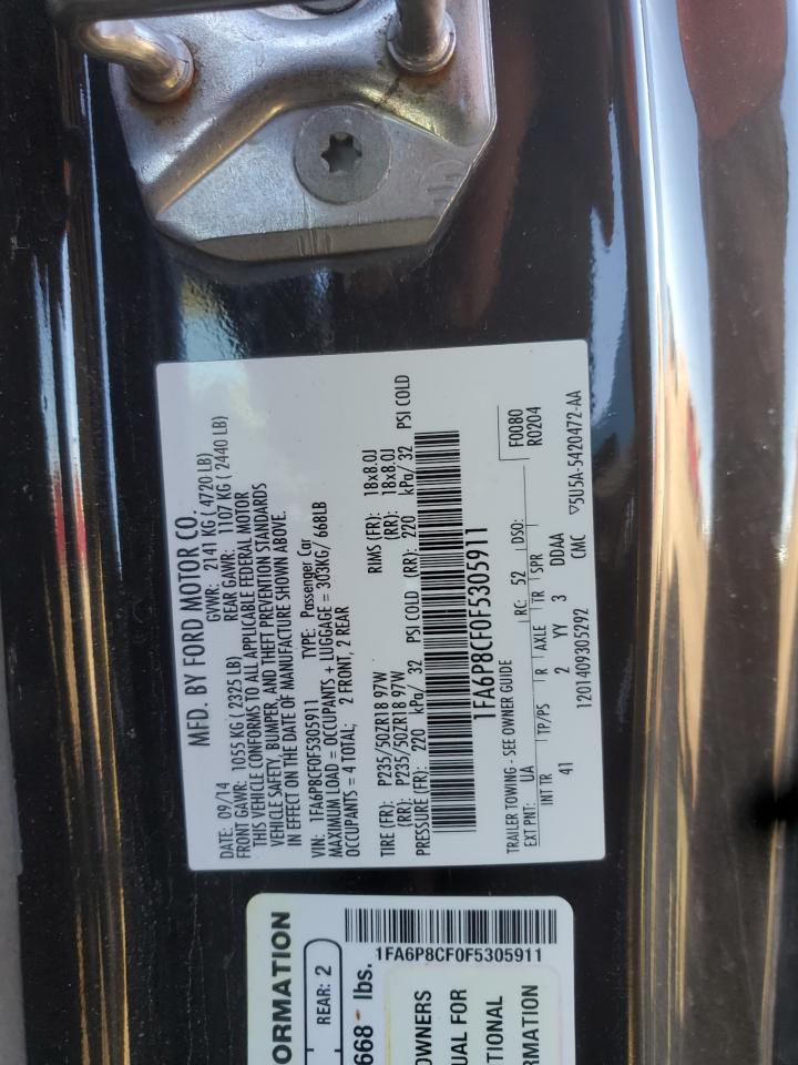 2015 Ford Mustang Gt VIN: 1FA6P8CF0F5305911 Lot: 92279315