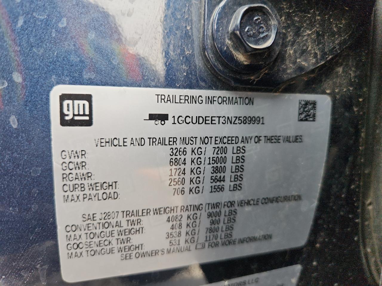 2022 Chevrolet Silverado K1500 Rst VIN: 1GCUDEET3NZ589991 Lot: 93056785