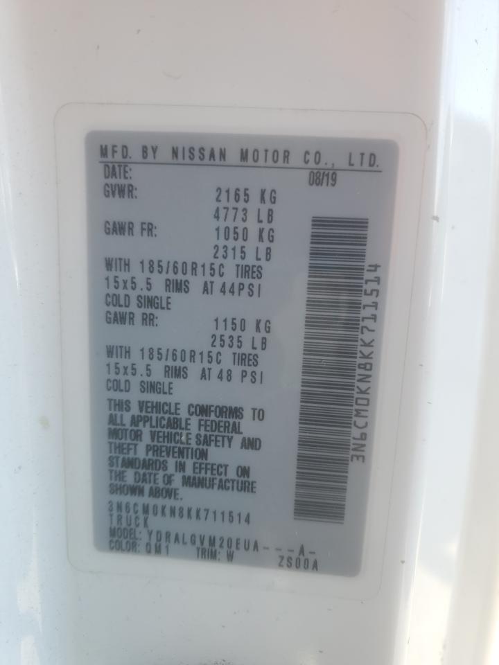 2019 Nissan Nv200 2.5S VIN: 3N6CM0KN8KK711514 Lot: 92304115