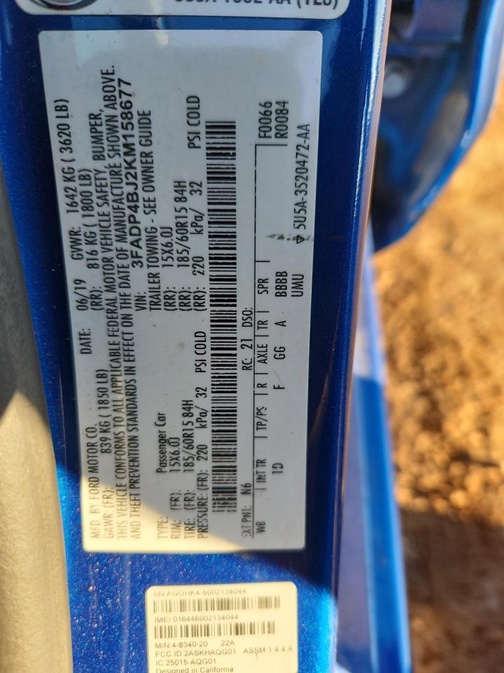 2019 Ford Fiesta Se VIN: 3FADP4BJ2KM158677 Lot: 91518815