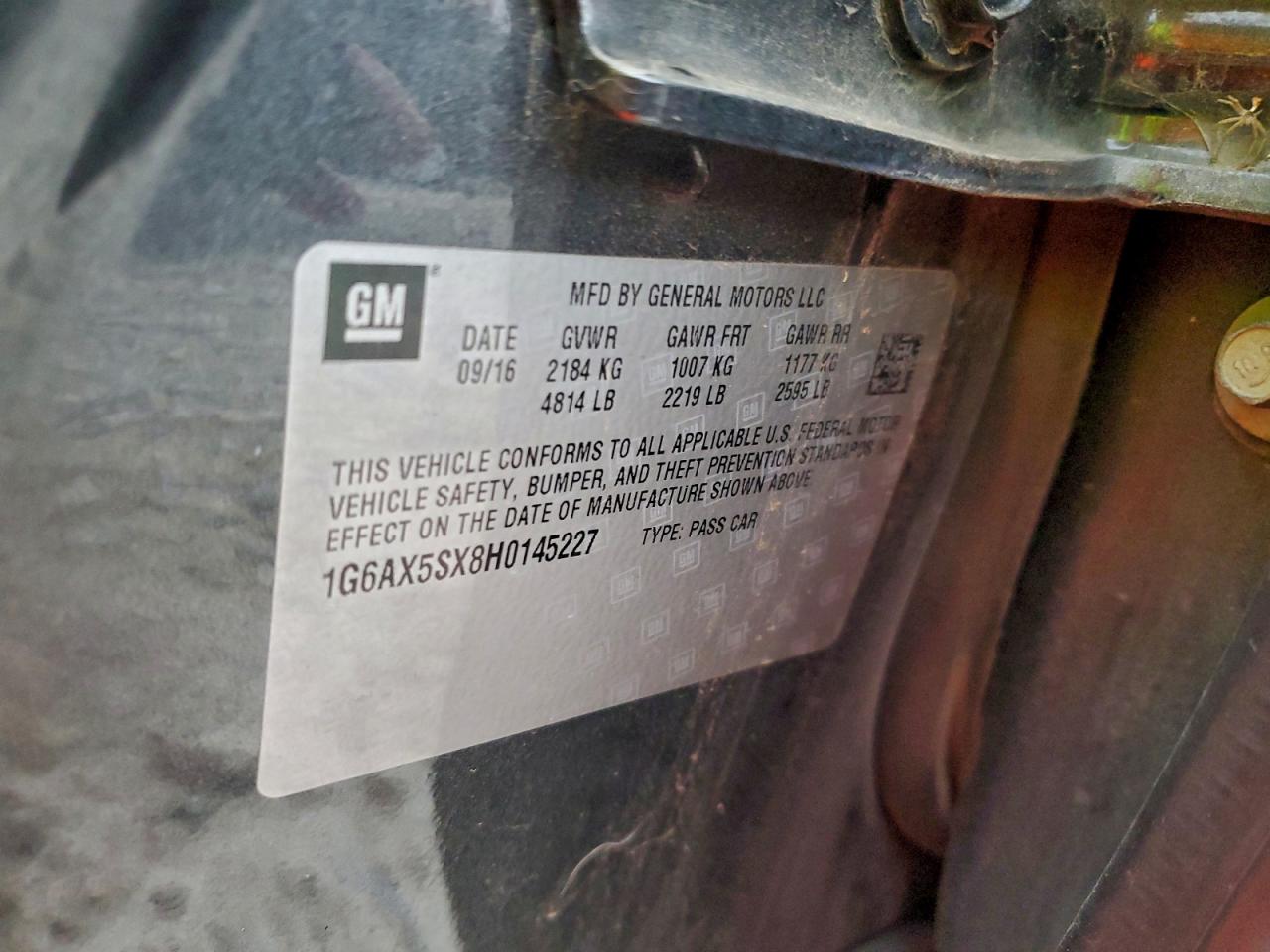 2017 Cadillac Cts Luxury VIN: 1G6AX5SX8H0145227 Lot: 93614545