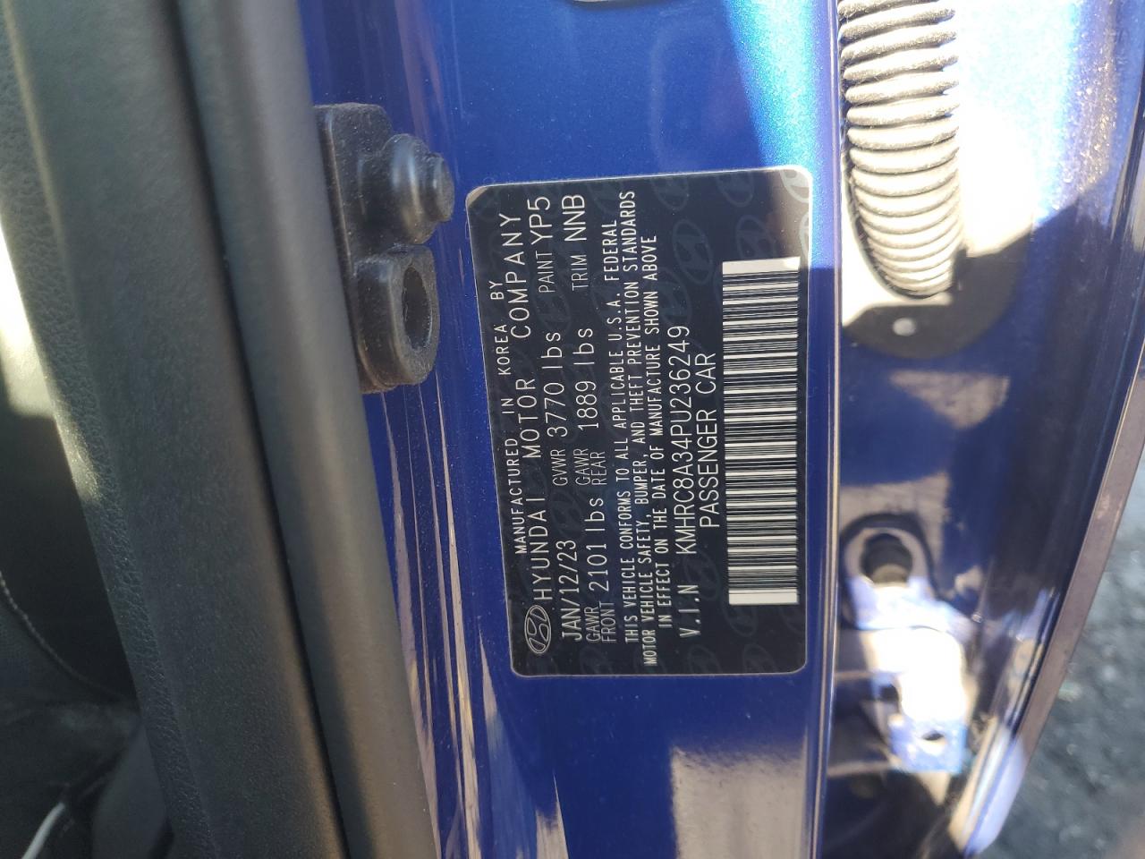 2023 Hyundai Venue Sel VIN: KMHRC8A34PU236249 Lot: 91297335