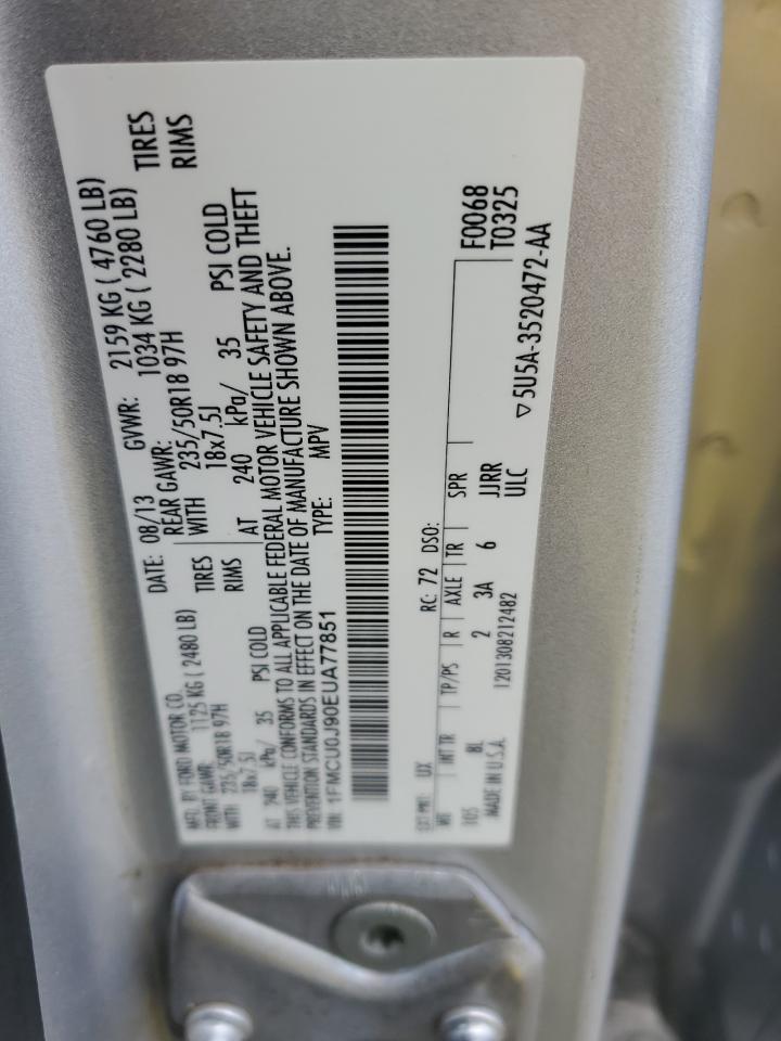 2014 Ford Escape Titanium VIN: 1FMCU0J90EUA77851 Lot: 91216855