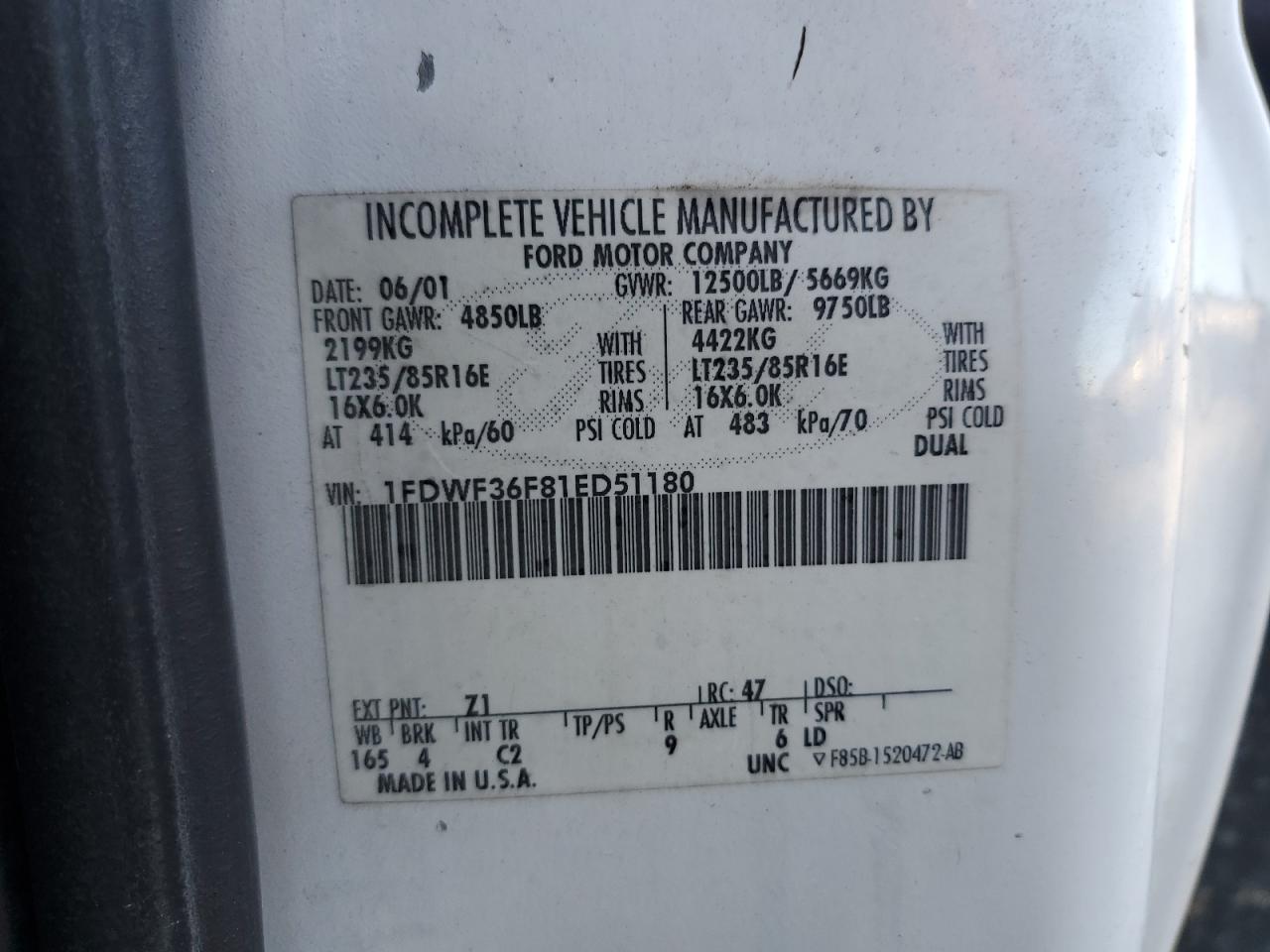 2001 Ford F350 Super Duty VIN: 1FDWF36F81ED51180 Lot: 91083235