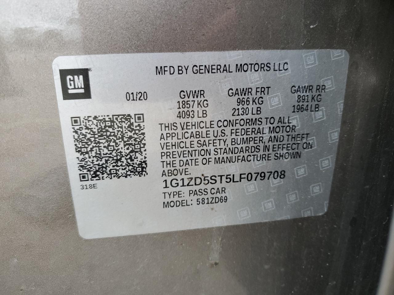 2020 Chevrolet Malibu Lt VIN: 1G1ZD5ST5LF079708 Lot: 91062935