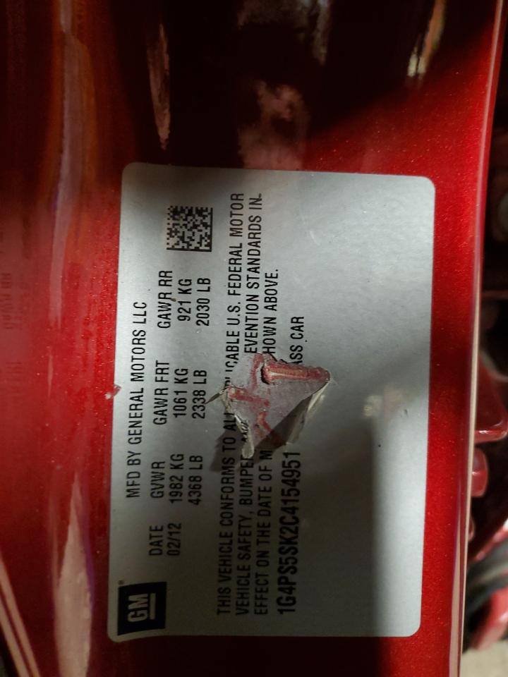 2012 Buick Verano VIN: 1G4PS5SK2C4154951 Lot: 92810735